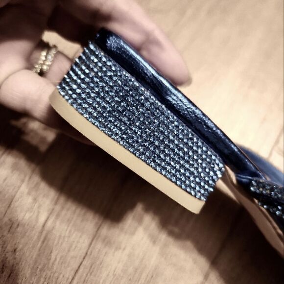 Jeffrey Campbell Sparkly Rhinestone Kitten Heel Shoes Blue Size 6.5 - Picture 8 of 12